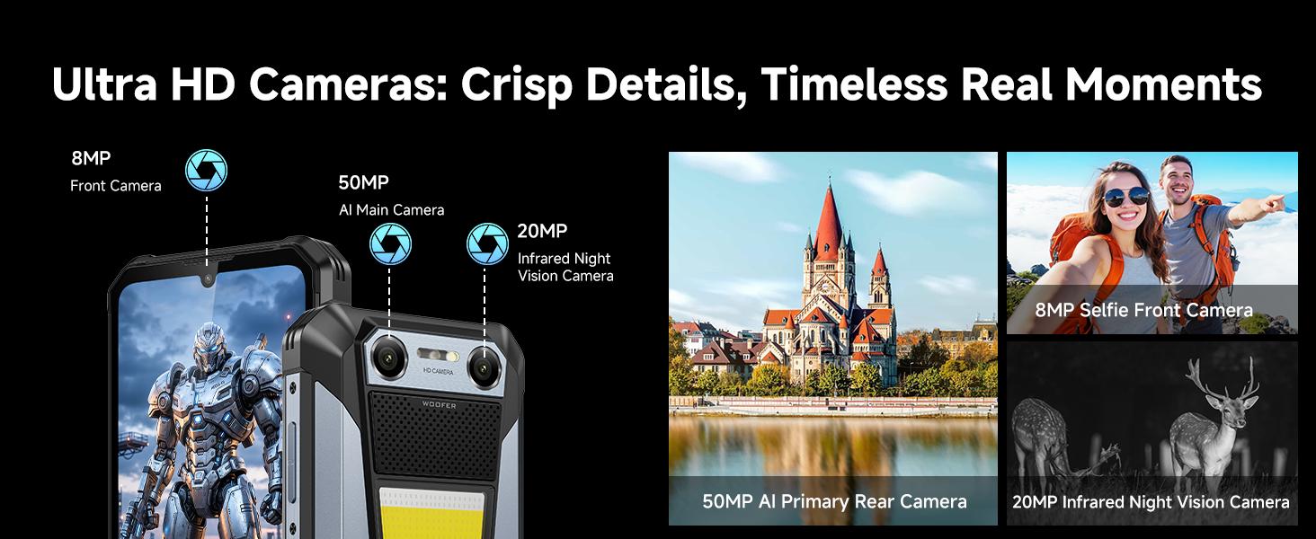 FOSSIBOT F106 Plus Rugged Mobile Phones, 12000mAh Big Battery, 30W Fast Charging, Android 15, 18GB+128GB/2TB Storage, 512LM Camp Light, 128dB Double Speaker, 50MP+20MP Night Vision Camera, 4G Dual SIM, NFC,back to school,back to school haul