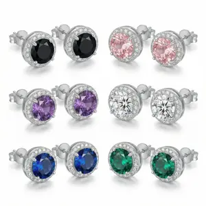 S925 Sterling Silver Earrings – Unisex Round Design: A Perfect Gift for Men and Women – Available in a variety of colors. 14K gold-plated earrings set with sparkling cubic zirconia; made with hypoallergenic materials.