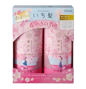 KRACIE Ichikami Spring Limited Edition Shampoo and Conditioner Set Sakura Scent 480ml+480g