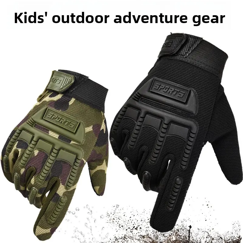 Unisex Multi-Size Full Finger Tactical Gloves for Youth - Non-Slip, Adjustable, Touchscreen Tips, Special Forces Style for Cycling/Martial Arts Outdoor Sports, Biking, Anti-Slip Palm