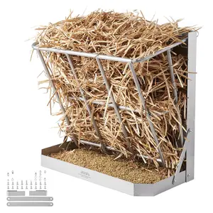 Wall Mounted Goat Hay Feeder 2-In-1 Hay And Grain Feeder 21 Gallons For Farm Livestock Use, Durable Weather Resistant Construction, Easy To Clean, Rustproof Steel, Mounting Hardware Included, Ideal For Goats Sheep And Cattle