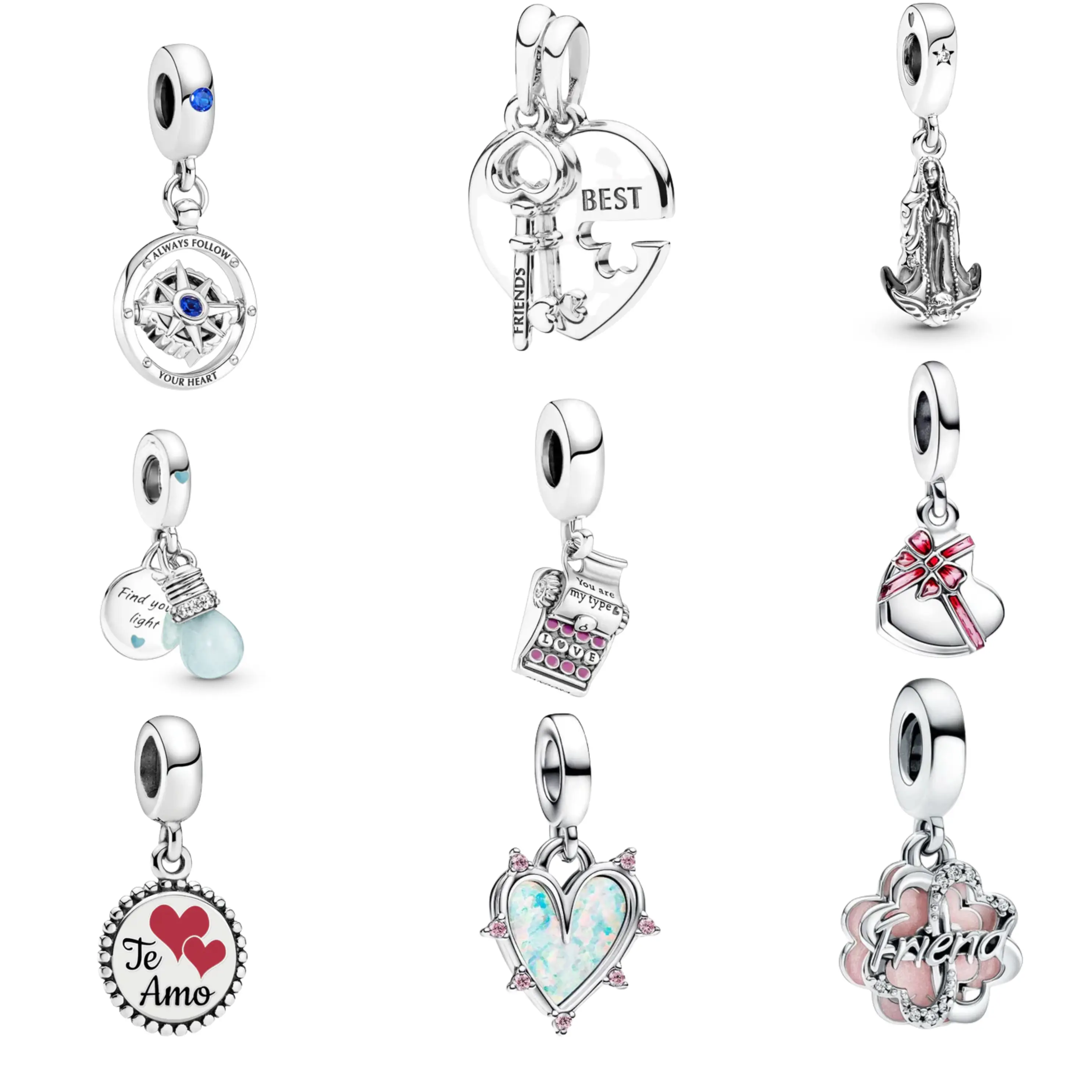 Love & Friendship Charm Beads for Bracelet | Heart, Gift, Key & Meaningful Charms | Jewelry Gift for Women