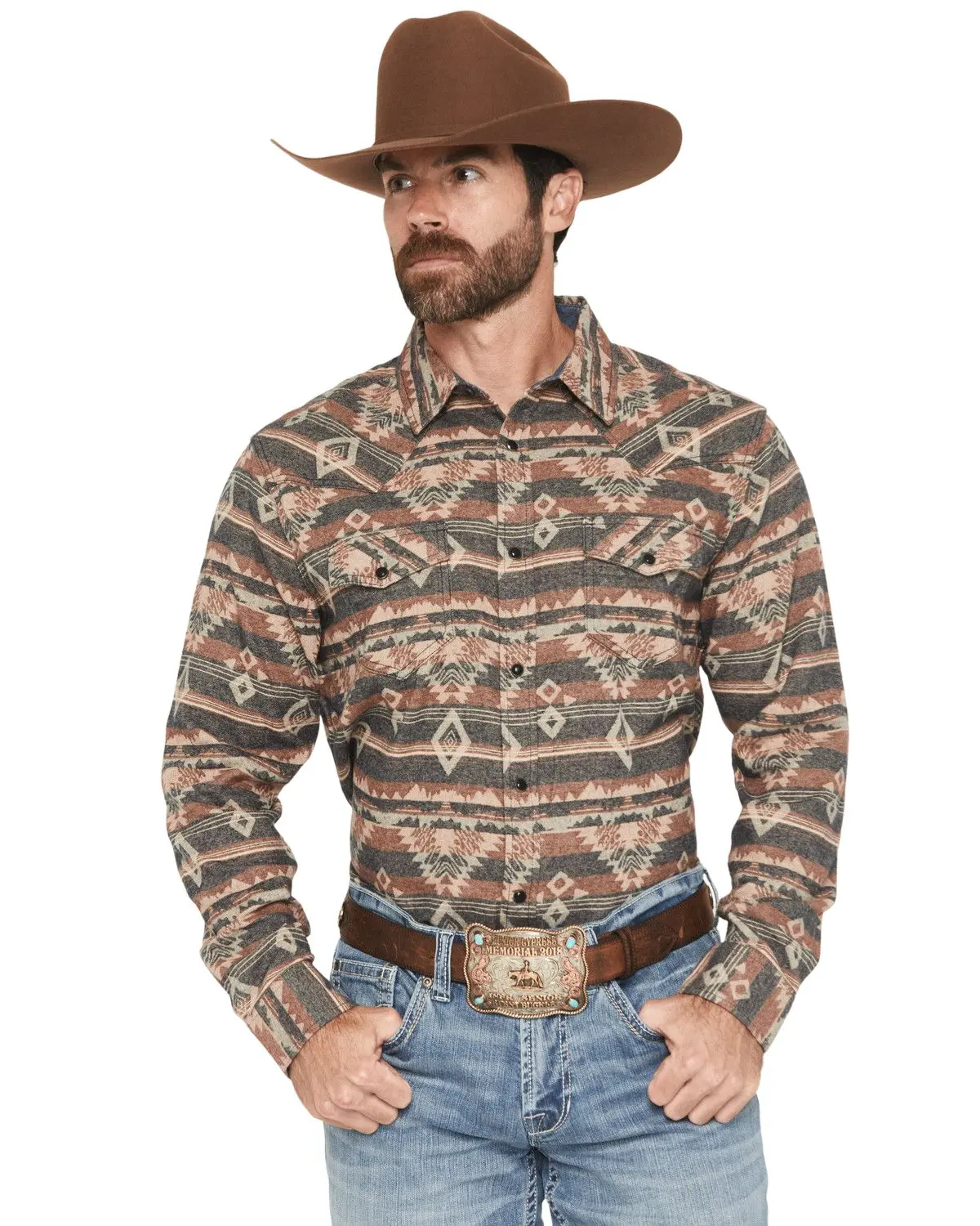 Cody James Men's Men'S Ironwood Southwestern Long Sleeve Snap Flannel Shirt - Cjho25fl1-Bn