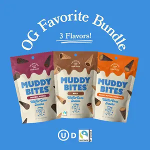 MUDDY BITES 3-PACK: OG Favorite Bundle - 2.6oz - Fairtrade and Kosher Snacks Snackable