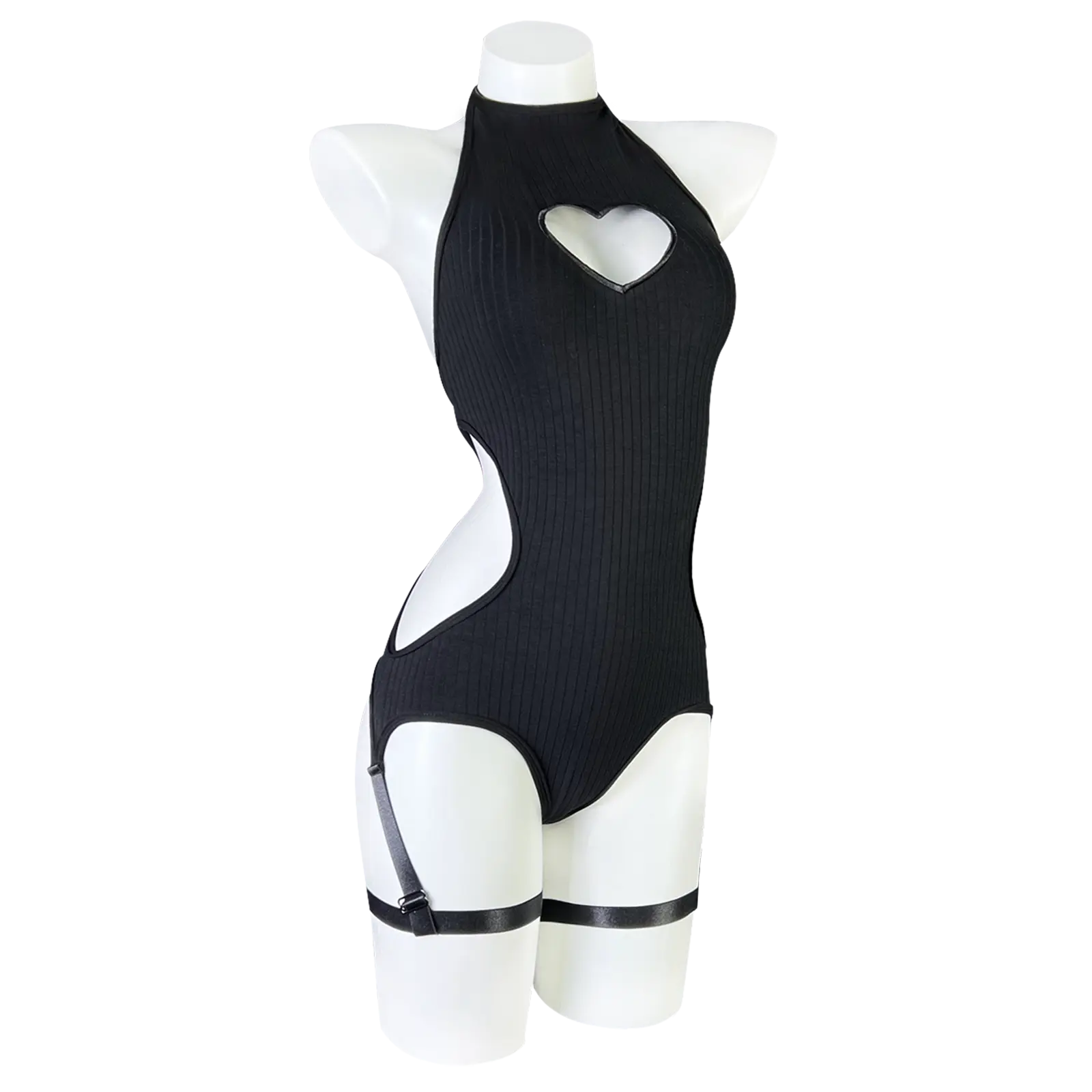 KORURACLUB Women's Knit Lingerie Base Layer Top - Heart Cutout, Backless Corset, Slim Fit, Chic Fashion Everyday Wear,