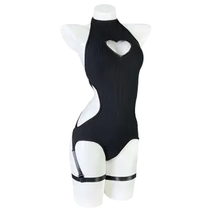 KORURACLUB Women's Knit Lingerie Base Layer Top - Heart Cutout, Backless Corset, Slim Fit, Chic Fashion Everyday Wear,summerwins