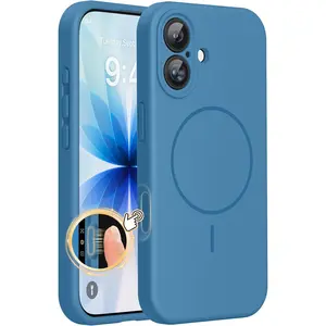 Magnetic for iPhone 17 Case, Compatible with MagSafe, Integrated Silicone Camera Control Cover, 3.0mm Thicken Shockproof Drop Protection Phone Case for 17,Capri Blue