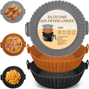 3 Pack Air Fryer Silicone Liners – 8 Inch Reusable Non-Stick Pots, Food Grade Silicone Baking Basket Accessories, Replace Disposable Parchment Paper – Easy Clean & Heat Resistant tiktokshopspringglowup