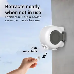 Retractable Double Clothesline 49FT 15M Heavy Duty Dual Laundry Rope Easy Install Indoor Outdoor Use