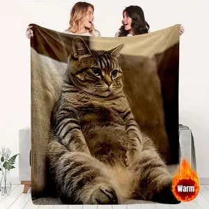 Tabby Cat and Tuxedo Cat Flannel Blanket – Warm Soft Plush Flannel Bedspread for Adults Pet Owners, Cozy for Sofa or Bed, Durable Gift for Cat Lovers