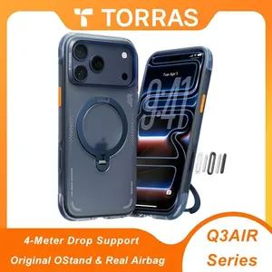 TORRAS Q3Air for iPhone 17/16/15 Pro Max Case with 360° Ring Stand & Airbag Protection 4-Meter Anti-Fall Shockproof Cover