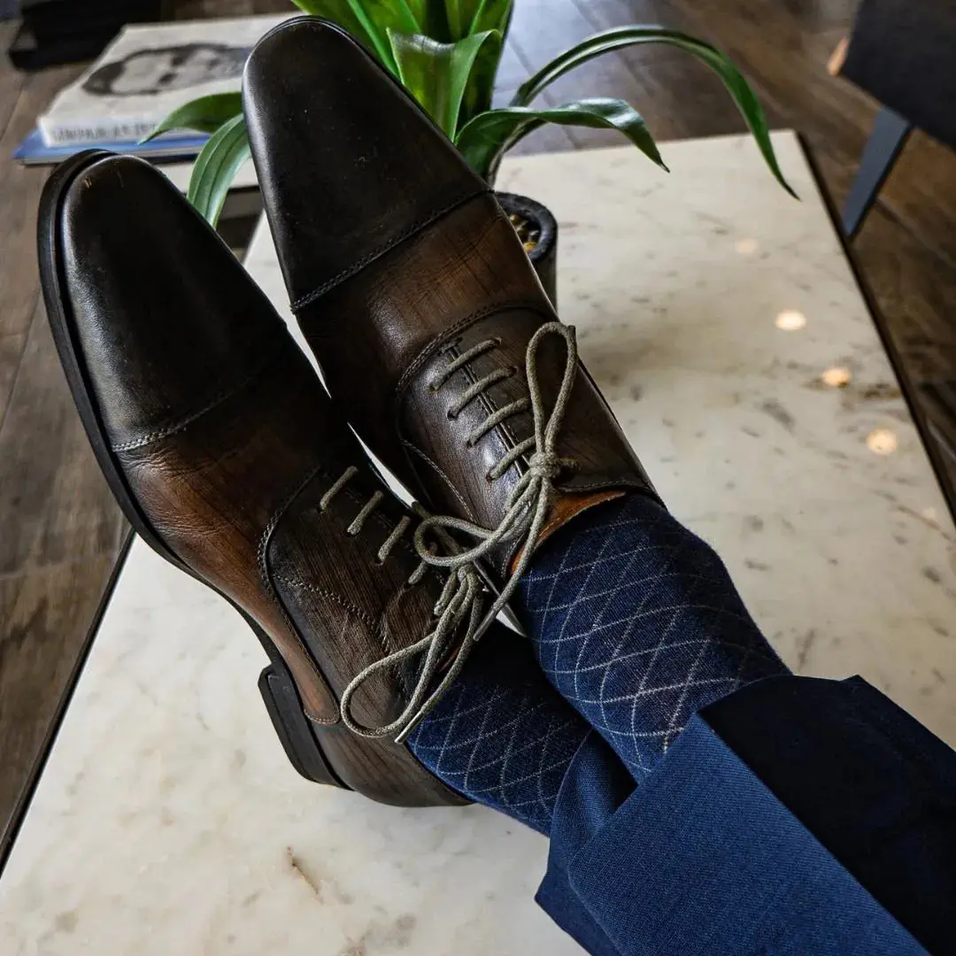 Deep Blue Diamonds - A Deep Blue Sock with a Contrasting Diamond Pattern