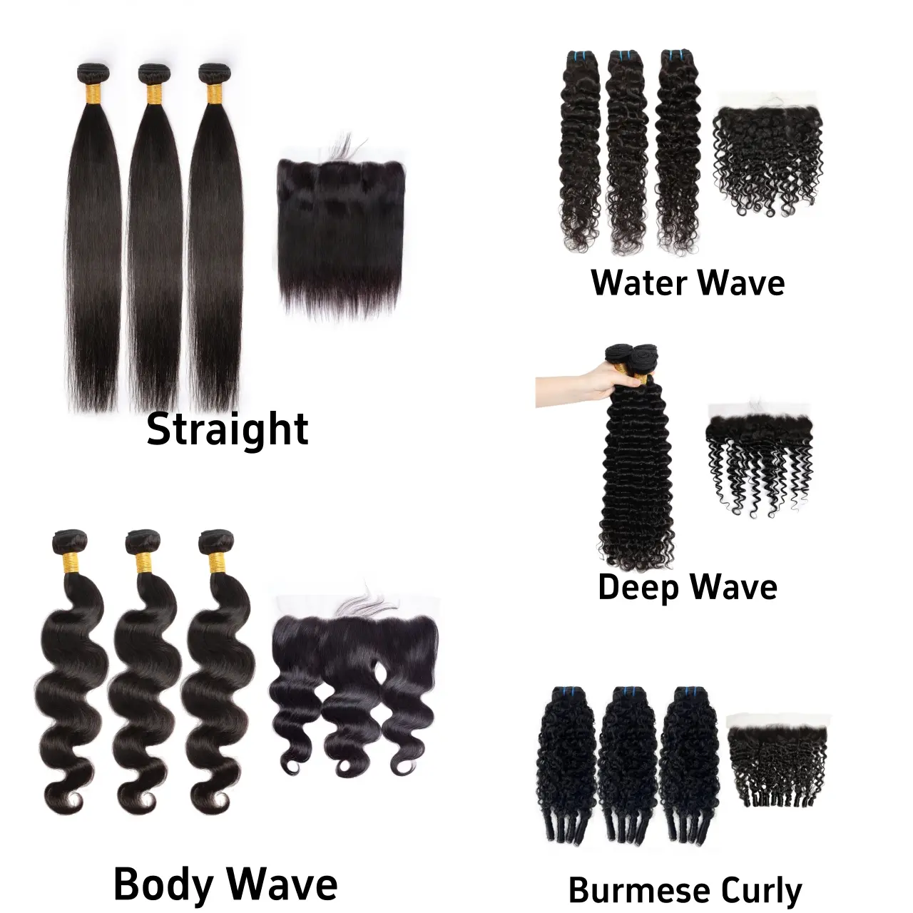 [Last Special Offer] Human Hair 3 Bundles with 13x4 Lace Frontal Straight/Body Wave/Water Wave/Deep Wave/Burmese Curly NatureBlack Brazilian Hair SewIn Quick SalonQuality No Shedding TangleFree