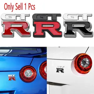 Gtr Metal Sticker Rear Bumper Car Emblem, Electroplated 3D Logo, Waterproof Sunproof Wear-Resistant, Universal Modification Plate for Various Brands
