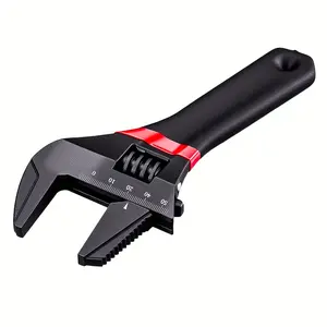 1Pc Wide Jaw Adjustable Wrench, Short Handle Stubby Plumbing Wrench with Scale for Tight Spaces