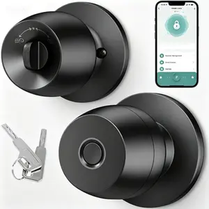 Smart Biometric Door Knob, Keyless Entry Fingerprint Lock, Intelligent Electronic Door Lock for Bedroom, App Controlled Deadbolt, Auto-Lock Touchscreen Keypad, Suitable for Apartment Office Hotel