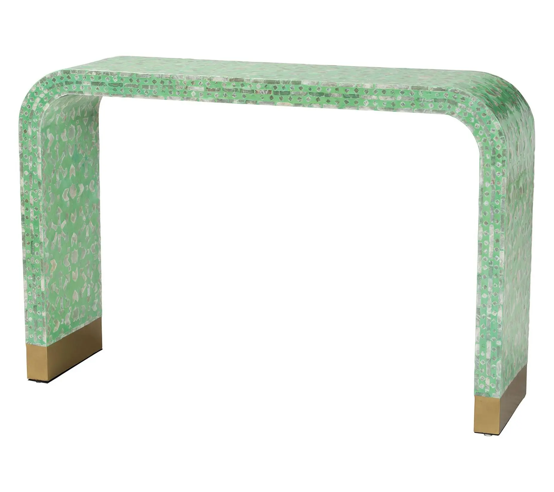 Baxton Studio Didrika Green Mother of Pearl Console Table