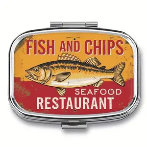 Vintage Metal 2-Compartment Mini Compact Pill Box, Portable Medicine & Vitamin Organizer for Travel, Pockets & Purses, Unique Nostalgic Gift