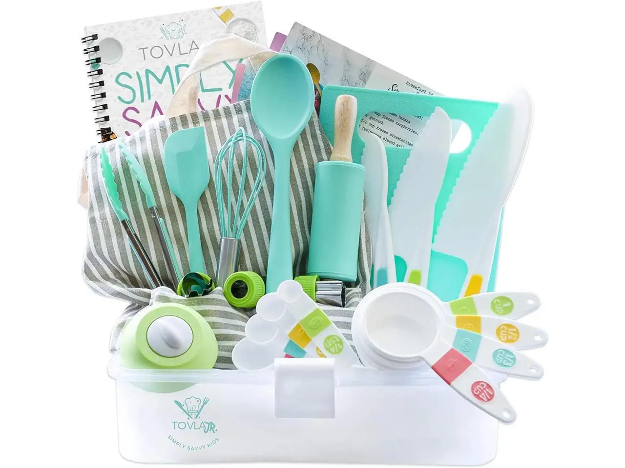 Tovla Jr. Kids Cooking and Baking Gift Set with Storage Case - Complete Cooking Supplies for the Junior Chef - Kids Baking Set for Girls & Boys - Real Accessories & Utensils