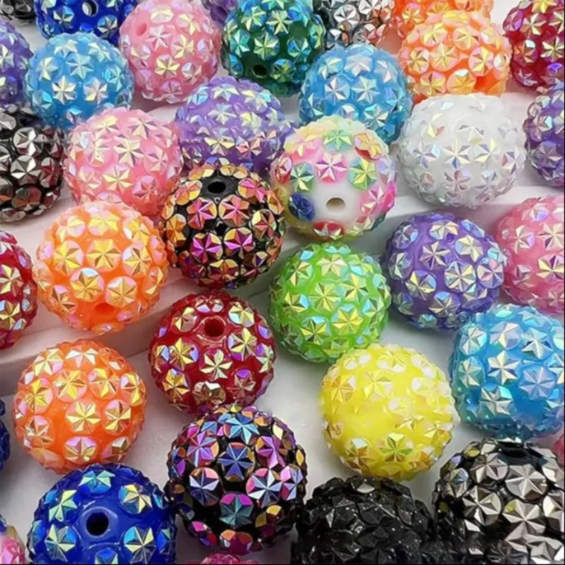 Create Your Sparkling Accessories! 20 PCS 16MM Round Resin Beads, Acrylic Bead Mix for DIY Beading Necklace, Bracelet, Phone Lanyard & Hair Clips, The Ultimate Chunky Jewelry Making Supplies, Bead Assortment