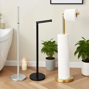 Bathroom Toilet Paper Holder Stand, Stainless Steel Design, Modern & Durable, Ideal for Bathroom Use, Stylish Storage Solution, Bathroom Essentials Accessories, Bathroom Organizer Supplies