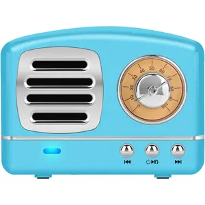 Wireless Stereo Retro Speakers, Portable Bluetooth Vintage Speakers with Powerful Sound, Hands-Free Calls, Alexa Support, TF Card, AUX for Kitchen Bedrooms Party Outdoor Android iOS Blue