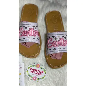 3D Senior Sequin Mexican White Sandals