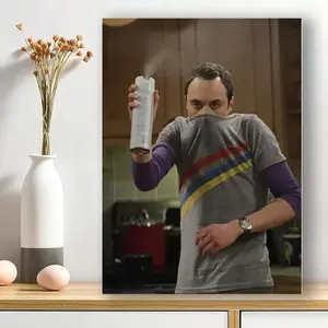 Framed 1pc Sheldon Portrait Funny Bathroom Decor Poster Modern Minimalist Comic Art Print Horizontal Canvas For Living Room Office Housewarming Gift Big Bang Theory Fan Decoration Funny Bathroom Wall Art  Color Design Highquality Photo Christmas Artistic