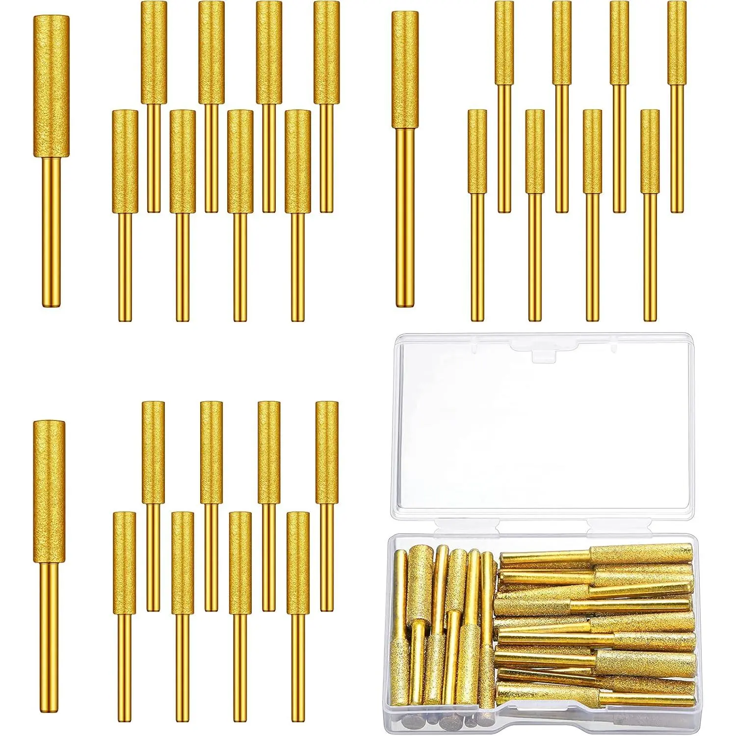 30 count  Chainsaw Sharpener Stone Bit High Hardness Chainsaw Sharpening Titanium Plated Wheels Grinding Tool for Electric Chain   Stone, 5/32, 3/16, 7/32 Inches ()