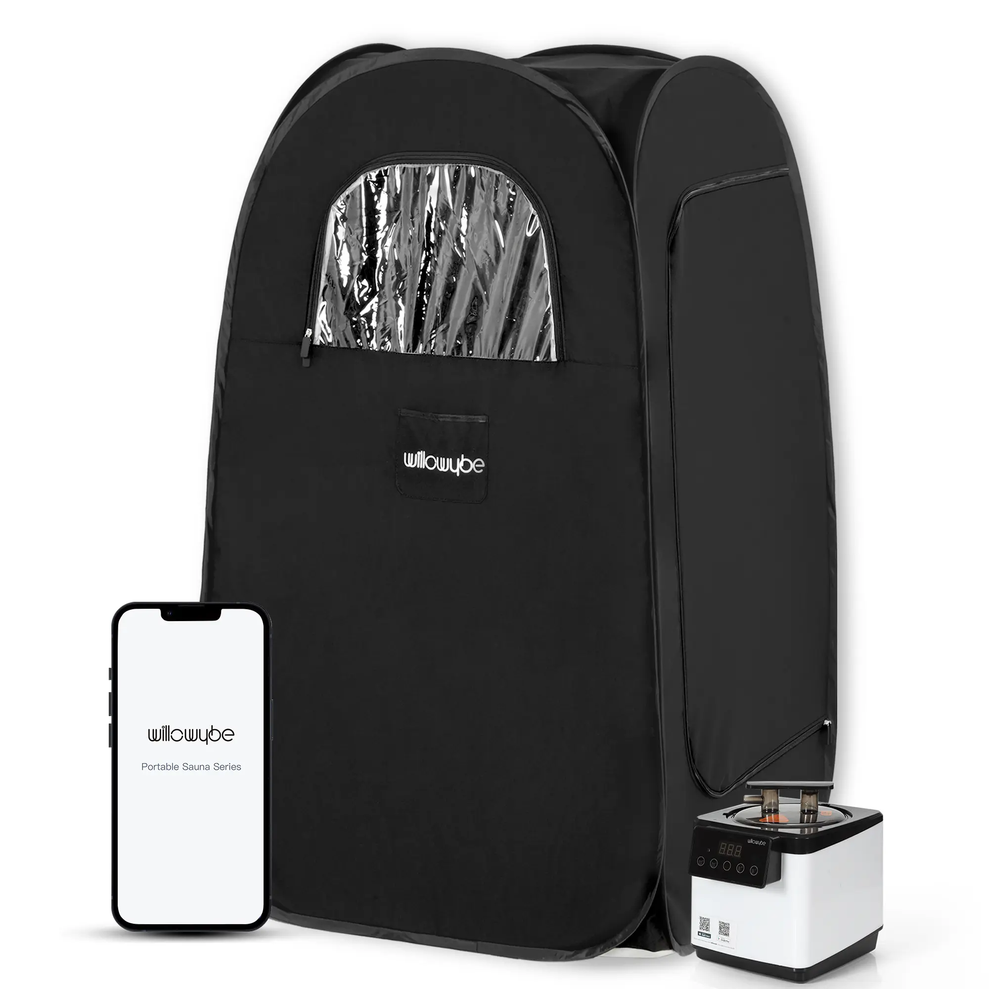 WillowyBe Portable Steam Sauna with Bluetooth Control, Steamer, Body Tent, Foldable Chair | Personal Home Spa