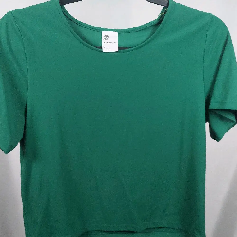 All in Motion Green Crewneck Short Sleeve Activewear Crop Top - Size Extra Large