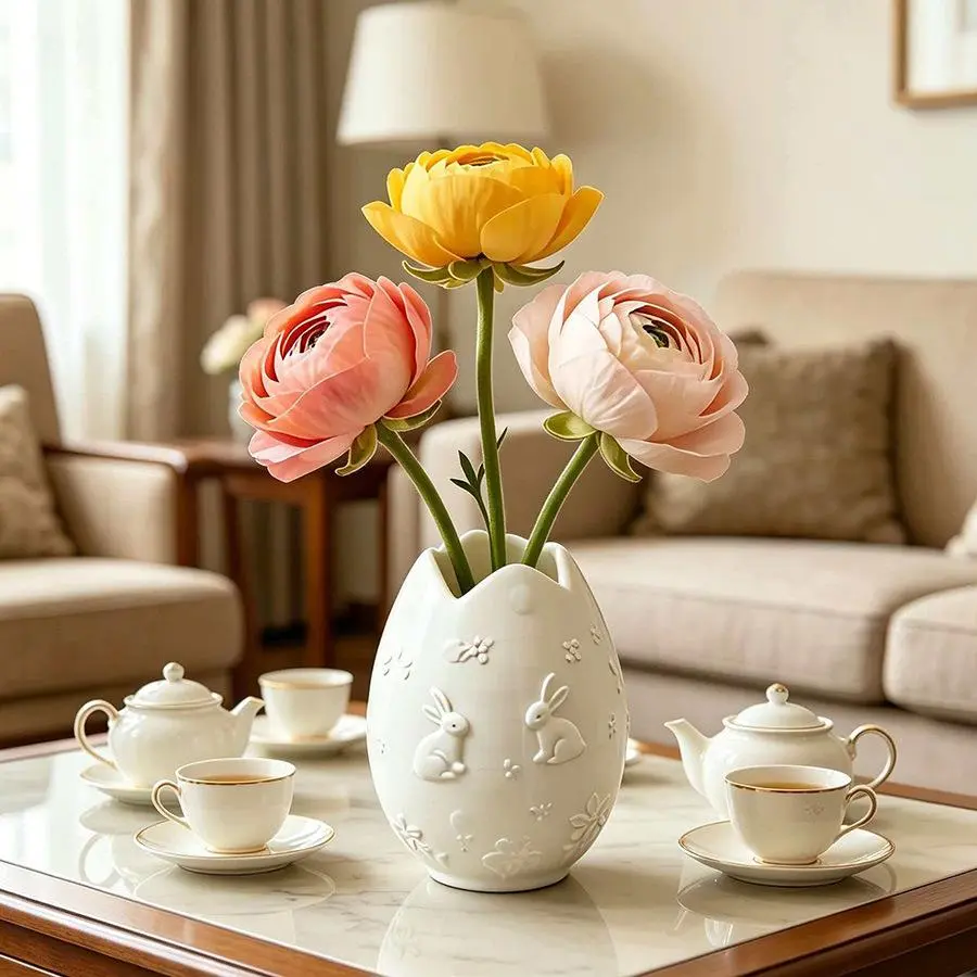 3D Printed Easter Egg Vase - New Creative Cute Home Decor Craft Ornament for Home Supplies, Ideal for Displaying Plants