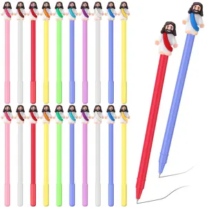 12/24/48Pcs Mini Jesus Figures Ballpoint Pen Jesus Loves You Pens for Students Friends Graduation Gift Teacher Appreciation Gifts Bible Verse Ballpoint Pens for Office School Supplies Sunday School Baptism Gift Faith Party Favors Daily Use