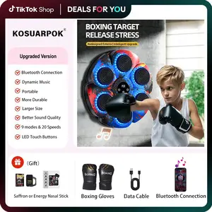KOSUARPOK 2026 Music Boxing Machine, Bluetooth SmartTraineing Machine with Boxing Gloves, Suitable for Adultsand Kids Interactive Boxing Target Wall Mounted, Boxing Equipment for Homes, Offices, and Gyms, 9 Modes & 20 Speeds