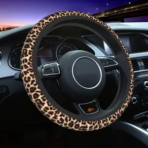 1pcs Yellow Leopard Print Car Steering Wheel Cover Car Accessories