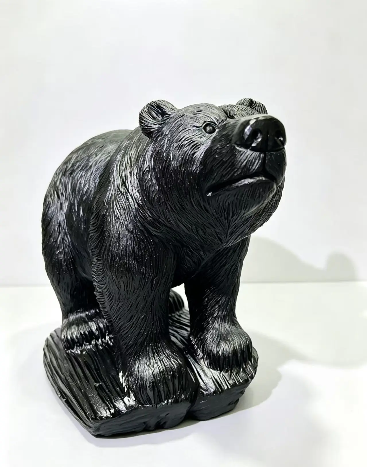 Hand Carved Natural Obsidian Bear Healing Crystal Ornament