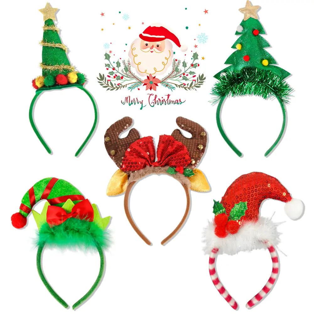 New Cartoon Christmas Headband Headwear Children Adult Party Decoration Christmas Hat Christmas Tree Headband Hair Accessories