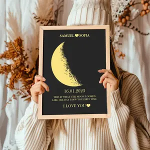 Custom Moon Phase Print, Personalized Moon Phase Frame, Custom Moon Phase Print, Bridal Wedding Gift, Wooden Frame, Father's Day Gift