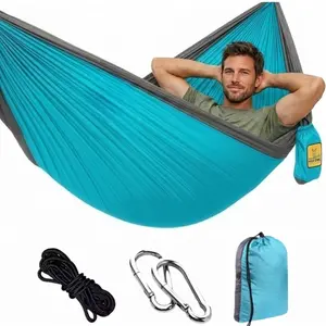 1pc Camping Hammock – 500lbs Portable Hammock with Tree Straps - Travel, Backpacking, Hiking, Outdoors Camping Gear-Umbrella Fabric Hammock, Ultra-Light Breathable Outdoor Hammock, Double Swing Hammock for Travel, Mountaineering and Leis