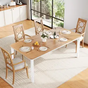 Gaomon Large Rectangular Wood Dining Table - Modern Farmhouse Style, Heavy-Duty Metal Legs, Seats 6-8 People, Indoor Furniture for Kitchen, Living Room