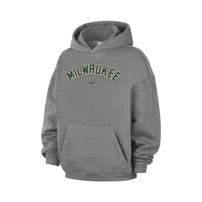 Nike Standard Issue Evergreen+ Grey Milwaukee Bucks Hooded Sweatshirt