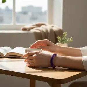 Brazilian Purple Agate Bangle Natural Stone Handmade Premium Grade Unique Patterns Smooth Finish Perfect for Stacking or Statement Wear