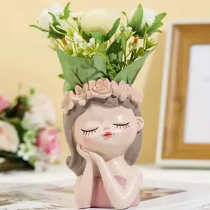 Cute Girl Face Planter Pot, Resin Succulent Plant Holder, Creative Home Decor, Add Magic to Your Life, Unique Gift Idea, Resin Flower Pot, Decorative Pot, Home Decor Pots
