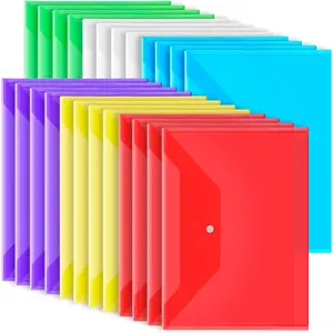 File Folders, 24 count Plastic Folders for Documents, A4 Plastic Envelopes with Snap Closure, Letter Size Clear Envelopes Folders,  File Bags, Document Holder