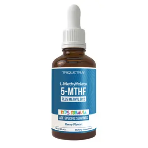 Triquetra Organic Kids Methylfolate + Methyl B12 Cofactor - Organic Berry Flavor, Liquid Form 5-MTHF Form Adjustable Dosing; Supports Mood, Behavior, Cognition | Methy folate | L-methylfolate Healthcare Fitness