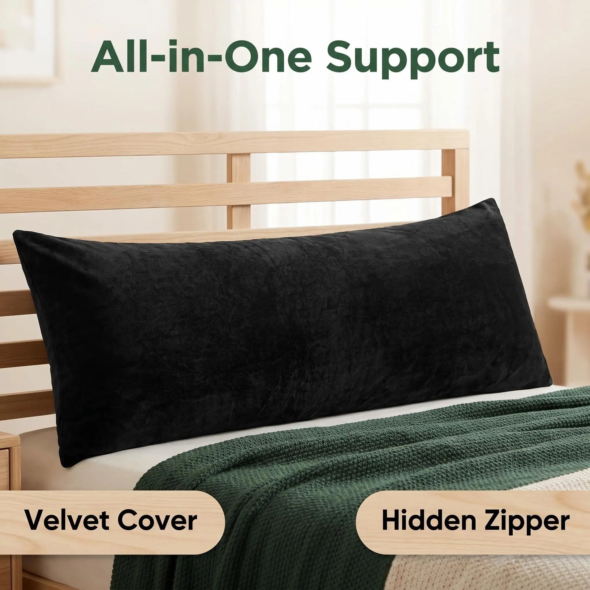 [ Summer Sale Deals ]Fuzzy & Warm Velvet Body Pillow Case | NTBAY Luxurious Plush Long Pillowcase, 20x54 Inches Smooth Decorative Pillow Cover with Hidden Zipper (1-Pack)