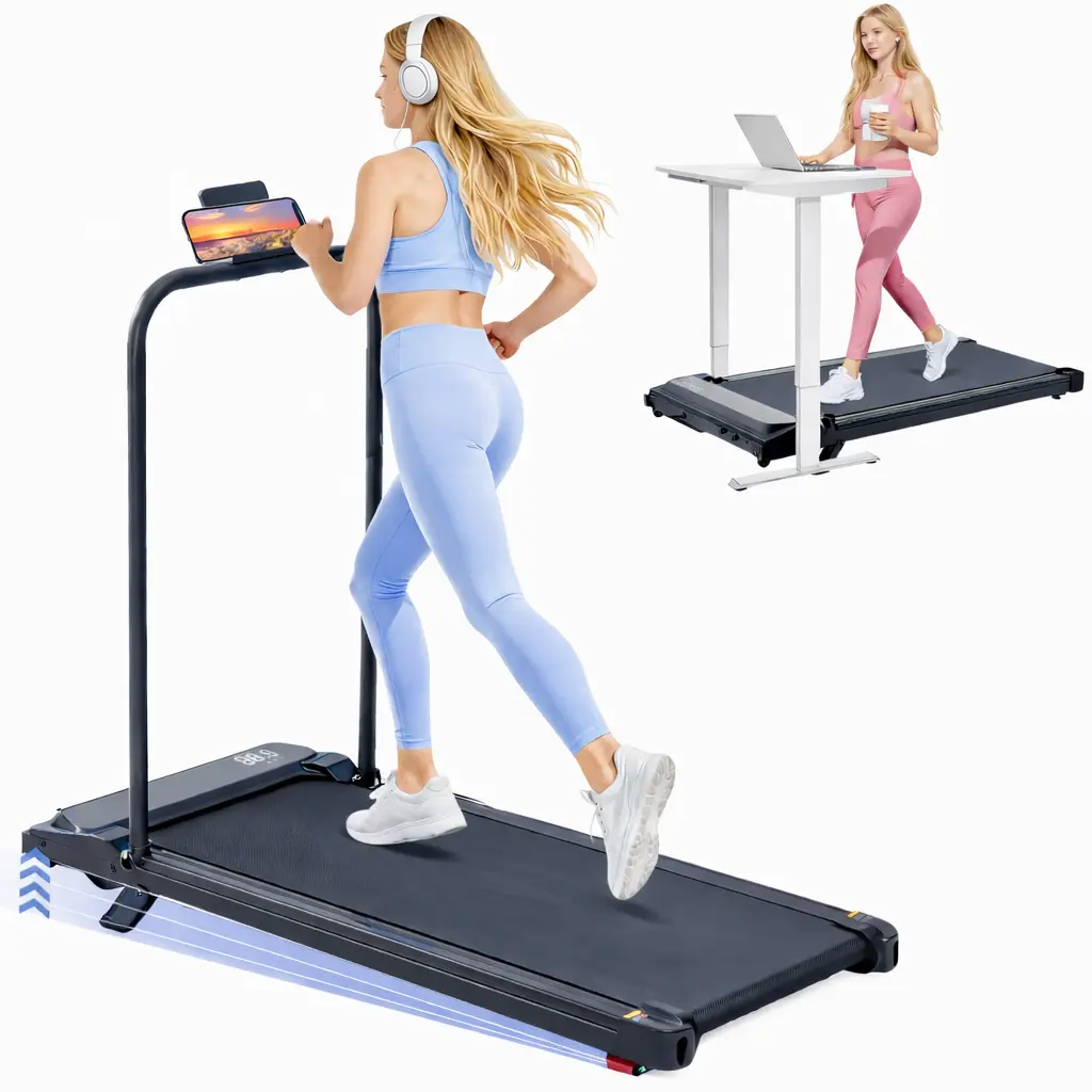 summerwins 3-in-1 Foldable Under Desk Walking Treadmill - Home Gym Equipment with Handles, Remote Control, LED Screen, 350 lbs Capacity, Portable Lightweight for Home Workout