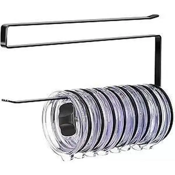 Tumbler Lid Organizer, Horizontal Tumbler Lid Storage Hook Up to 10 Lids, Space Saving Cup Lid Holders Under Cabinet Tumbler Lid Hook for Kitchen