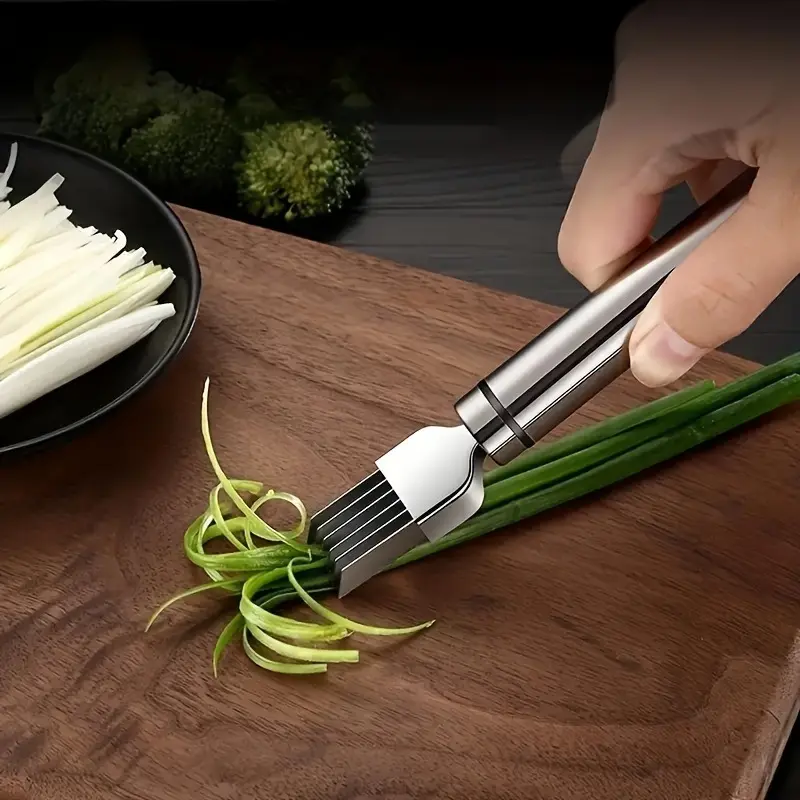 1PC Stainless steel scallion slicer, meat slicer, creative kitchen tool, scallion flower bone cutting blade, scallion bone cutting blade, Durable Vegetable Slicer
