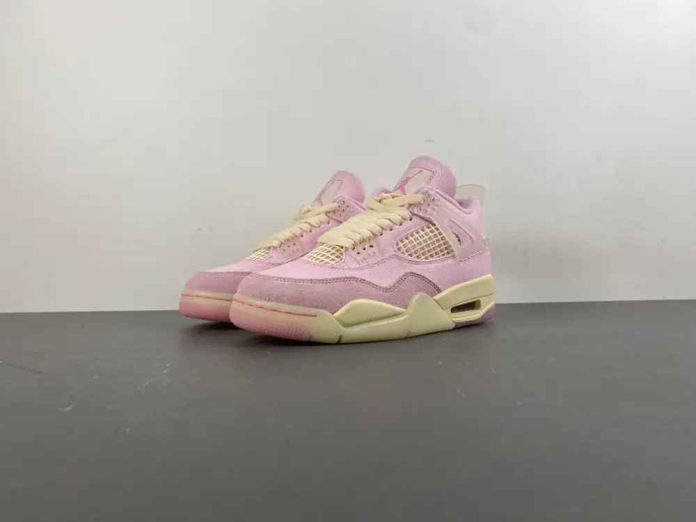 Pastel Pink Cream Suede Mesh Casual Sneakers, Breathable Lightweight Shock Absorbing Streetwear Trainers